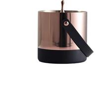 Secchio per birra Isolamento termico e freddo a doppio strato KTV Champagne Vino Rosso Birra Ghiaccio Blocco di ghiaccio Secchio commerciale con clip per ghiaccio (oro rosa, manico in pelle)