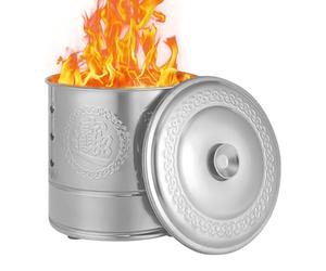 Secchio per bruciacarte - Barile in acciaio inossidabile, Contenitore per fuoco rituale con maniglia per il trasporto, Collezione di ceneri durevoli | Denaro degli antenati che offre detriti, legno, r