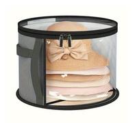 Secchio per cappelli da spiaggia a tesa larga, 42 cm di diametro x 8 cm di altezza, organizer in tessuto non tessuto per cappelli estivi di paglia, nero (grigio)