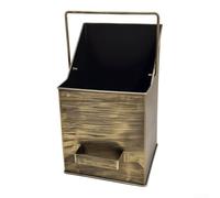 Secchio per carbone in acciaio resistente, 38 x 22 cm, supporto per legna | Finitura in bronzo anticato, fascino rustico, uso interno ed esterno, adatto per caminetti in mattoni, decorazione per cabina