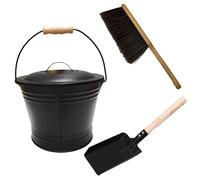 Secchio per cenere 3 pezzi/set Secchio per cenere resistente al fuoco con coperchio Scopa e pala per camino per con coperchio Paletta per per per camino