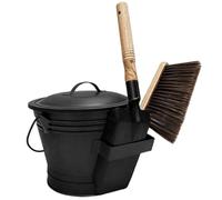 Secchio per cenere 3 pezzi/set Secchio per cenere resistente al fuoco con coperchio Scopa e pala per camino per con coperchio e pala per per camino per cener