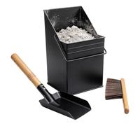 Secchio per cenere per , quadrato, con pala e spazzola | Secchio per la cenere della stufa da giardino, per esterni, interni, casa, giardino, patio, barbecue, ristorante
