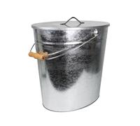 secchio per cenere zincato con coperchio, 24 l, per carbone con maniglia, multiuso per interni ed esterni, camino, barbecue e forno, dimensioni: 39 x 27 x 35 cm