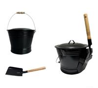 Secchio per ceneri calde con pala e coperchio, resistente al fuoco, per accessori da camino, 18 x 31 cm