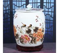 Secchio per Cereali in Ceramica con Coperchio, Serbatoio di Stoccaggio del Riso Sigillato Classico, Barattolo Decorativo, Contenitori di Cereali for Riso, Mais, Farina(Shape5,13x17.3in/33x44cm)