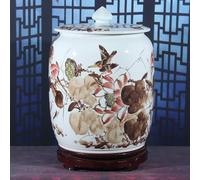 Secchio per Cereali in Ceramica con Coperchio, Serbatoio di Stoccaggio del Riso Sigillato Classico, Barattolo Decorativo, Contenitori di Cereali for Riso, Mais, Farina(Shape2,13x17.3in/33x44cm)