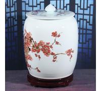 Secchio per Cereali in Ceramica con Coperchio, Serbatoio di Stoccaggio del Riso Sigillato Classico, Barattolo Decorativo, Contenitori di Cereali for Riso, Mais, Farina(Shape4,11.8x15.in/30x38cm)