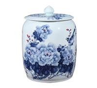 Secchio per Cereali in Ceramica con Coperchio, Serbatoio di Stoccaggio del Riso Sigillato Classico, Barattolo Decorativo, Contenitori di Cereali for Riso, Mais, Farina(Shape1,11.8x15.in/30x38cm)