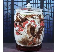 Secchio per Cereali in Ceramica con Coperchio, Serbatoio di Stoccaggio del Riso Sigillato Classico, Barattolo Decorativo, Contenitori di Cereali for Riso, Mais, Farina(Shape6,13x17.3in/33x44cm)