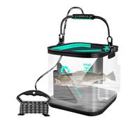 Secchio per esche vive, serbatoio per esche,Pozzo per esche vive pieghevole e trasparente | Secchio da campeggio all'aperto, scatola per pesca a mosca, contenitore per pesce con manico per pesca da ca