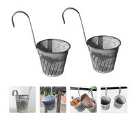 Secchio per fiori vintage da 2 pezzi con gancio per balcone, vaso per fiori