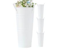 Secchio per fiori zincato - Set con 4 vasi in metallo, vasi da fiori in stile rustico francese, decorazione rustica, decorazione per matrimoni, per la casa di campagna | Espositore per fiori