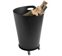 secchio per la legna, Legnaia ruote girevoli a 360 GRADI In Ferro Forgiato LUC Dimensioni Ø 41x h62 cm - Peso 6,7 kg per esterno colore nero grafite nero