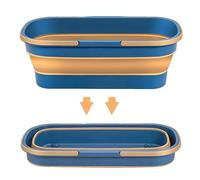 Secchio per Mociio, Ciotola Rettangolare per Piatti da 1200 ml, Ciotola per Lavello Pieghevole con Ruote e 2 Maniglie, Vaschetta per Mociio Pieghevole Portatile, Secchio per Pulizia Rettangolare