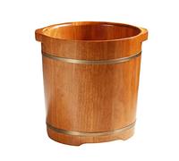 Secchio per pediluvio in legno con coperchio, lavabo per pediluvio, secchio per pediluvio, secchio per pediluvio in legno massello di quercia, vasca da bagno per piedi (dimensioni: D) (D) visione