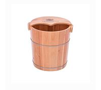 Secchio per pediluvio in legno naturale, massaggiatore elettrico per pediluvio con coperchio, con massaggiatore per la salute del piede, con sgabello portatile per pediluvio, in legno massello