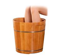 Secchio per pediluvio in legno, pediluvio, barile per pediluvio con ruote, barile per pediluvio in quercia, vasca da bagno spessa per la casa, vasca da bagno in legno per la cura dei piedi senza