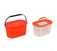 Secchio per pesci vivi a doppio strato con porta per pompa di ossigeno, scatola portatile per attrezzatura da pesca per pescatori con base antiscivolo ispessita e coperchio a molla (rosso)