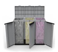 Secchio per Raccolta Differenziata Ecoline Nero/Grigio 3 porte [102 x 39 x 88