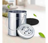 Secchio per rifiuti alimentari in metallo, contenitore per compost da cucina per interni con coperchio, secchio per compost da banco con rivestimento in plastica, contenitore per compost