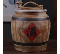 Secchio per riso in ceramica con coperchio, contenitore per riso in ceramica, contenitore cilindrico per la conservazione del riso, bottiglia in porcellana classica per la conservazione degli alimenti