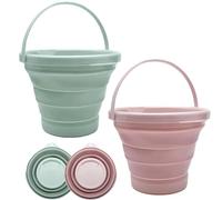 Secchio per tacchino, 2 secchi da 5 l, portatile, piccolo secchio per tacchino, pieghevole, in plastica, per lavaggio auto, campeggio all'aperto, raccolta dell'acqua, gioco da ragazzi, alimentazione