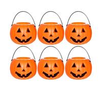 Secchio per Zucca Halloween - 6 Pezzi Secchio Zucche Fantasmi Sorridenti per Caramelle,Contenitori Portatili per Feste Autunnali Serali Famiglia Compleanno Bambini