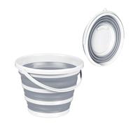 Relaxdays Secchio Pieghevole, 10 L, con Beccuccio e Occhiello per Appenderlo, Secchiello Camping e Pesca, Grigio Bianco