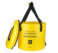 Secchio Pieghevole con Coperchio, YUMQUA Secchio pieghevole portatile Contenitore per acqua Lavabo per campeggio Pesca Escursionismo Viaggi all'aperto Giardinaggio Lavaggio auto (Giallo, 10L)