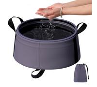 Secchio pieghevole con manico - contenitore per biancheria leggero | Bacino pieghevole portatile | Bacino pieghevole resistente al calore da 8,5 litri con manico per bucato, , spiaggia, cucina