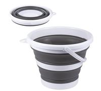Secchio pieghevole da 5 l, secchio pieghevole per tacchino, 5 l, secchio per spiaggia Sandburg, pieghevole, salvaspazio, per esterni, pesca, sabbiera da campeggio (grigio e bianco)