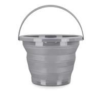 Navaris Secchio Pieghevole 10 Litri in Silicone - Secchiello Richiudibile 10l per Pulizie Bucato Campeggio Pesca - Secchio Portatile Acqua - Grigio Chiaro