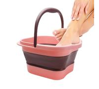 Secchio Pieghevole Per Piedi Pediluvio pieghevole Bacino for pediluvio 15l Secchio for Spa Portatile Grande spazio Ammollo for i piedi con manico Vaschetta for(Pink)