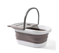 Secchio Pieghevole Per Piedi Piede pieghevole Secchio for pediluvio Massaggio Lavaggio dei piedi Lavabo for la casa Lavanderia Vasca Pediluvio for adulti Bacino Ammollo(White gray)