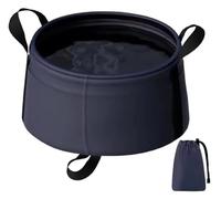 Secchio pieghevole - Secchio da campeggio | Contenitore d'acqua da campeggio regolabile, 8,5 l ad alta resistenza al calore, bacino pieghevole con manico (nero blu)