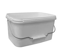 Secchio plastica (PP) rettangolare, capacità 5,5 Lt, Mis. 285 L x 195 P x 151 H mm, manico in metallo, coperchio a pressione con sigillo (inclusi)