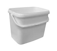 Secchio plastica (PP) rettangolare, capacità 8 Lt, Mis. 284 L x 192 P x 221 H mm, manico in plastica, coperchio a pressione con sigillo (inclusi)