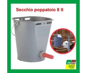 SECCHIO POPPATOIO CON TETTARELLA PER ALLATTAMENTO VITELLI 8 LT