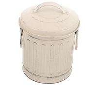 Secchio Porta Cenere da Stufa in Ferro Beige Grande Capacità | Coperchio e Manico, Design Semplice Vintage, per Uso Interno e Piano Cucina