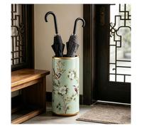 Secchio Portaoggetti Antiscivolo for Ombrellone in Ceramica con Vaso | Secchiello Decorativo Cilindrico E Portacanna, Ampia Bocca Dorata, Standalone In Porcellana Dipinta A Mano