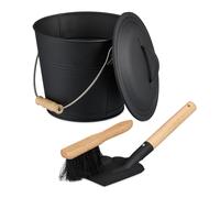 Secchio Raccogli Cenere 4,5 L Coperchio Scopa Paletta Camino Secchiello Cestino