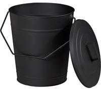 Secchio Relaxdays 12L acciaio nero con coperchio per cenere