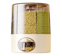 Secchio rotante per riso | Dispenser per alimenti rotante | Contenitore per cereali | Secchio da cucina di grande capacità, dispenser per riso con uscita con un , contenitore a 6 griglie e