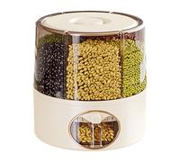 Secchio rotante per riso | Dispenser per alimenti rotante | Contenitore per cereali | Secchio da cucina di grande capacità, dispenser per riso con uscita con un , contenitore a 6 griglie e