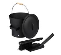 cestino relaxdays con coperchio e set di pulizia 7,5 litri