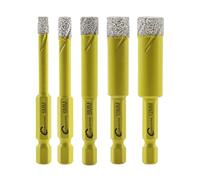 Secco Punte per Trapano Diamantate - 5pezzi 5/6/8/10/12mm Fresa Diamantata con Attacco Esagonale a Cambio Rapido per Marmo Granito Ceramica Porcellana Gres Quarzo SANLEETEK