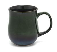 SECELES Tazza da caffè in ceramica da 500ml, realizzata a mano, grande manico, facile da tenere, adatta al microonde, lavabile in lavastoviglie, elegante finitura smaltata (verde inchiostro)