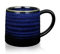 SECELES Tazza da caffè in ceramica da 500ml, tazza da tè grande fatta a mano, facile da tenere, smaltata in forno ad alta temperatura, lavabile in microonde e in lavastoviglie (blu stellato)