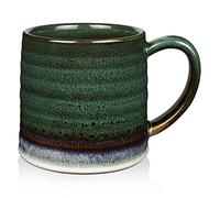 SECELES Tazza da caffè in ceramica da 500ml, tazza da tè grande fatta a mano, facile da tenere, smaltata in forno ad alta temperatura, lavabile in microonde e in lavastoviglie (Verde scuro)